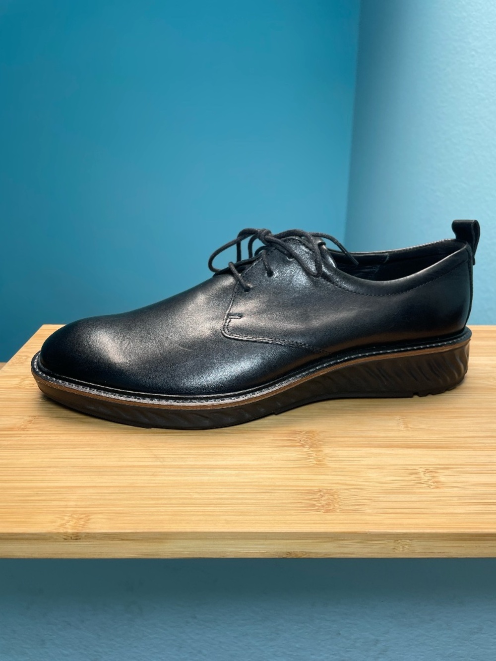 Ecco ST.1 Hybrid Derby Leather Shoes Black EU 46 Men's US 12 12.5 Lace Up EUC!